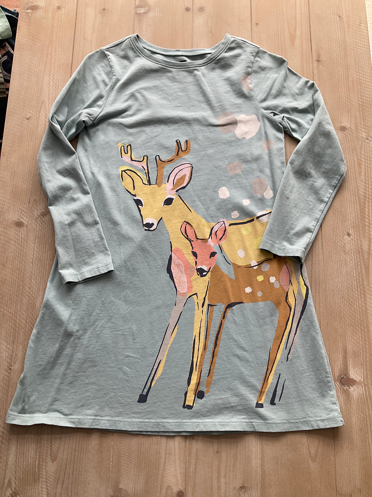EUC TEA COLLECTION DRESS DEER & FAWN - size Youth - 12 (L)