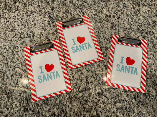 3 I love santa Clipboards