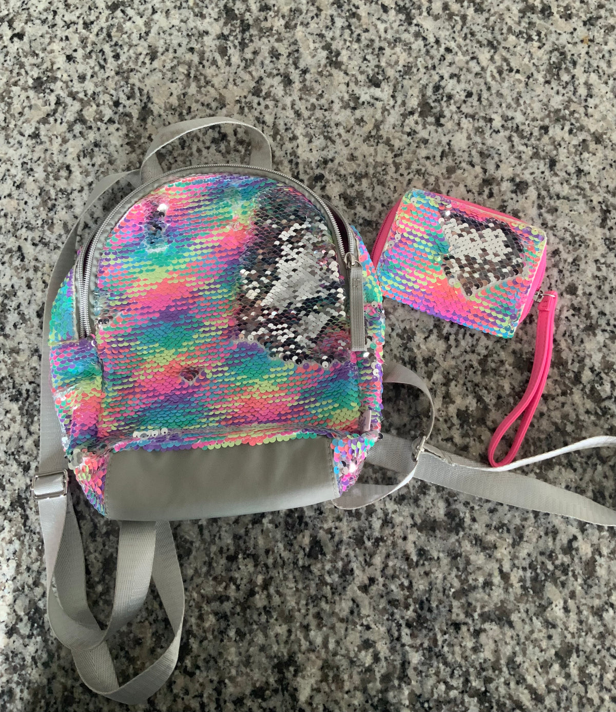 Cat & jack flip sequin Small backpack & wallet