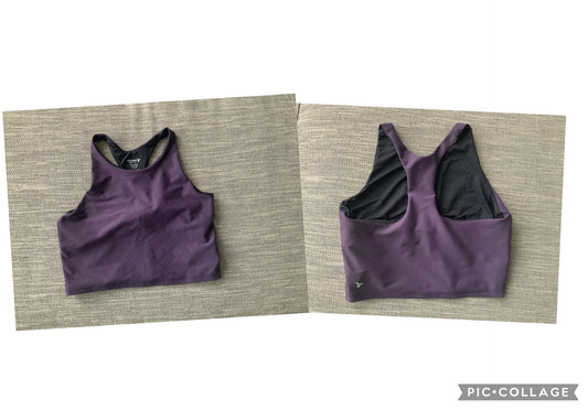 old navy active purple black crop sports bra - size Youth - 14 (XL)