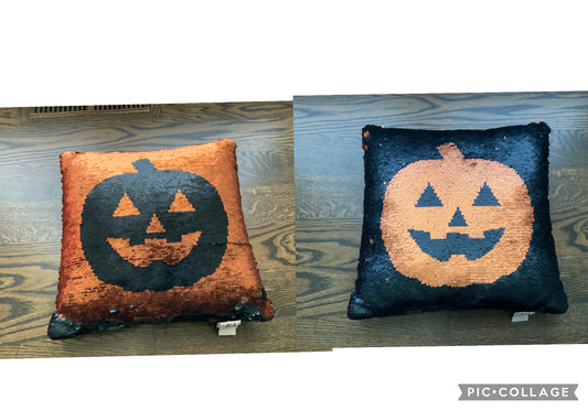 Pumpkin sequin Reversible pillow