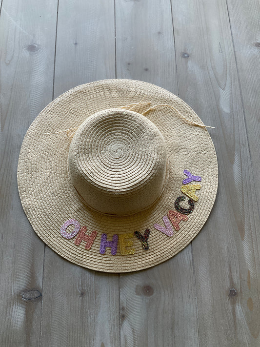 STRAW SUN HAT W/GLITTER DECALS