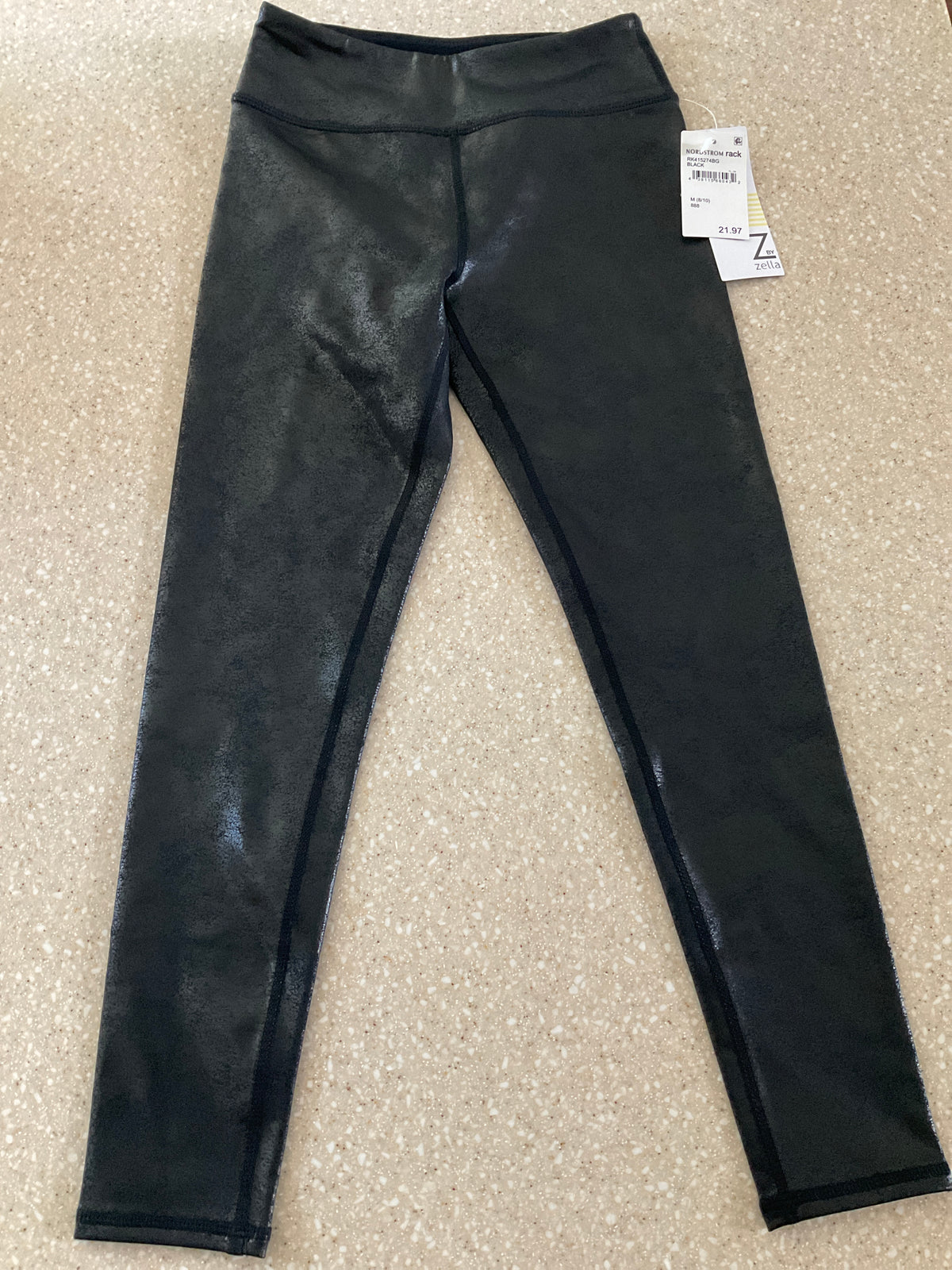 NWT ZELLA FAUX LEATHER BLACK LEGGINGS - size Youth - 8 (M)