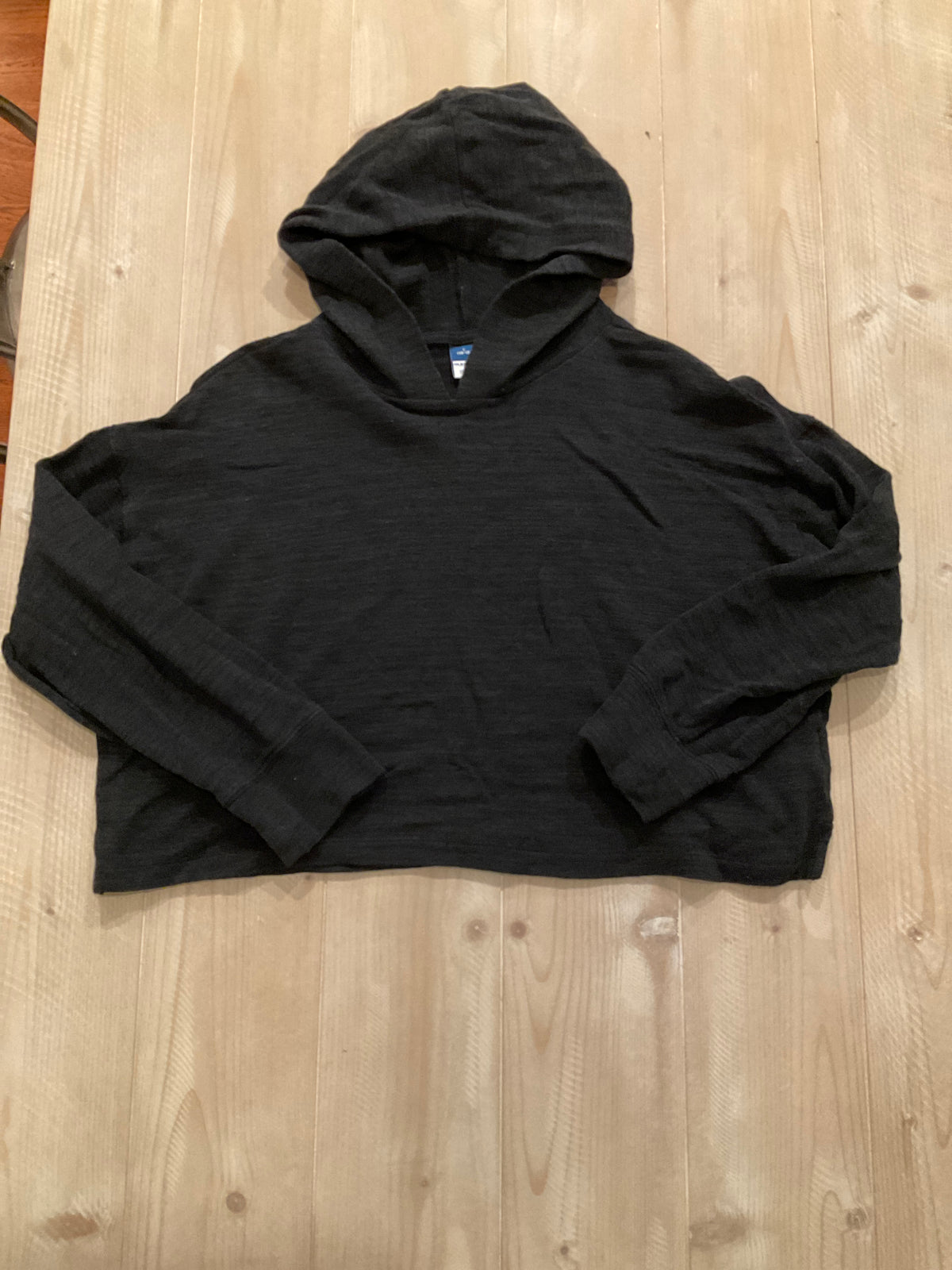 OLD NAVY CROPPED TOP BLACK HOODED SHIRT - size Youth - 10 (L)