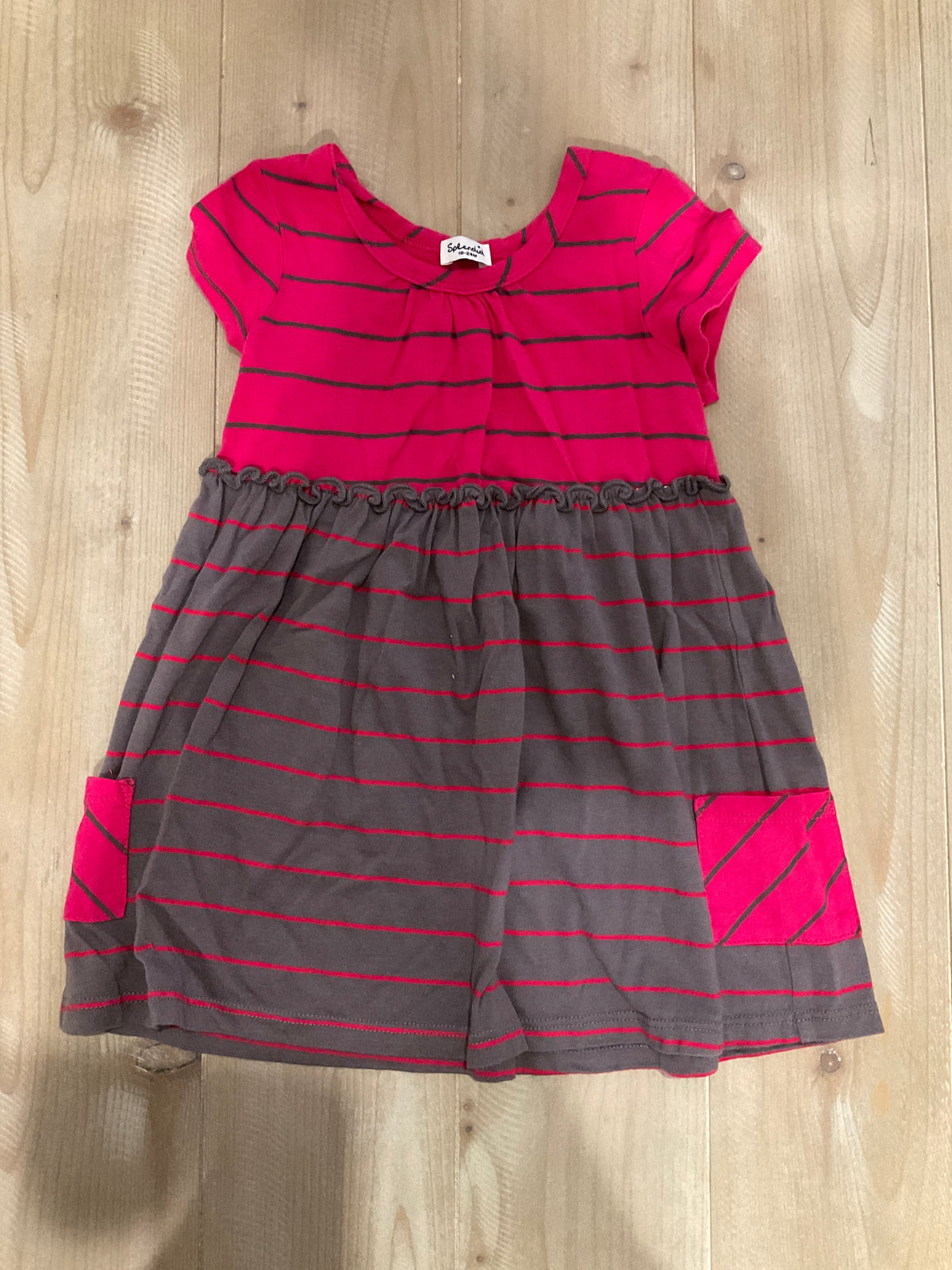 SPLENDID DRESS PINK & GRAY SRIPES - size Month - 18-24 / 24M