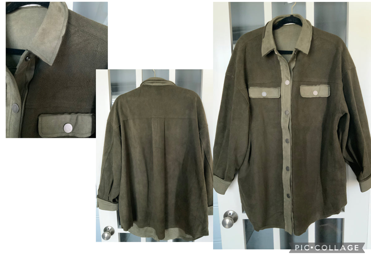 New olive green Super soft shacket - size Women - L (12/14)