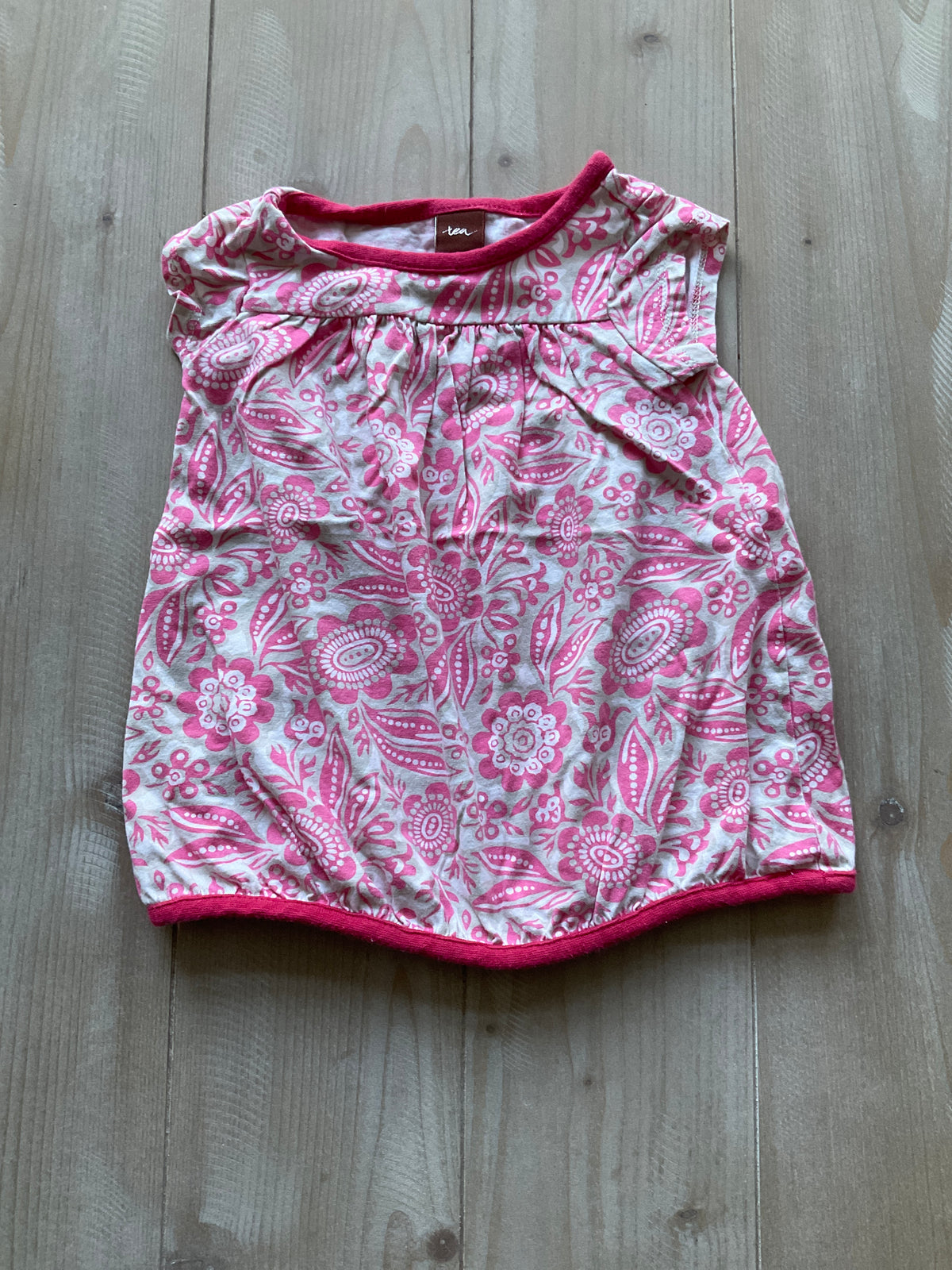 TEA COLLECTION DRESS PINK AND TAN PRINT - size Month - 3-6 / 6M