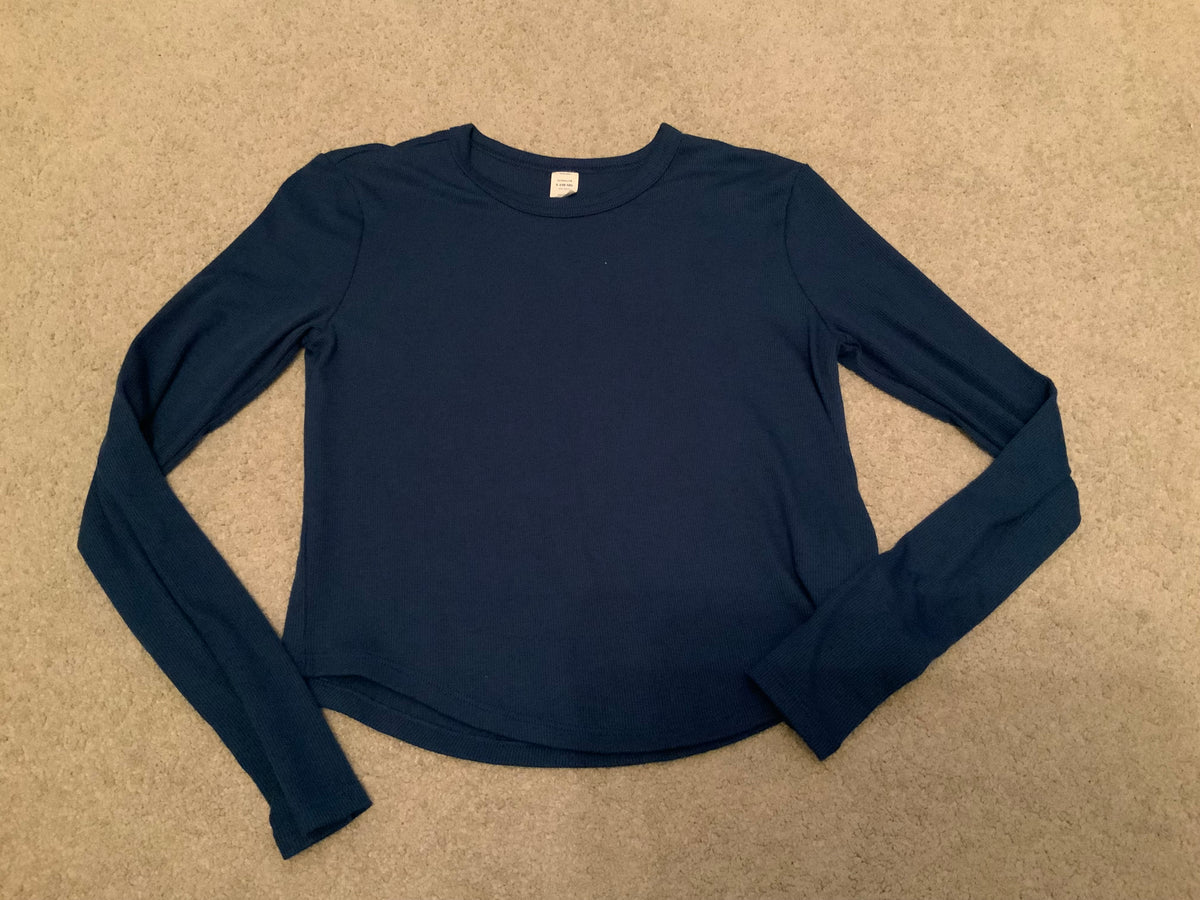 old navy LS blue shirt go-dry 10/12 - size Youth - 10 (L)