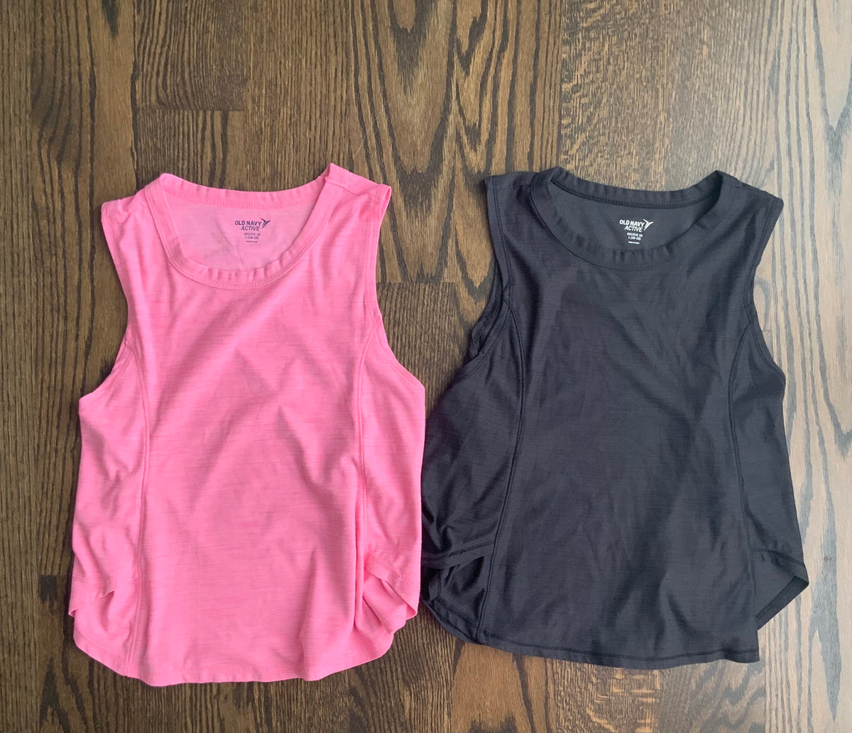 old navy active pink and black tank tops - size Youth - 10 (L)