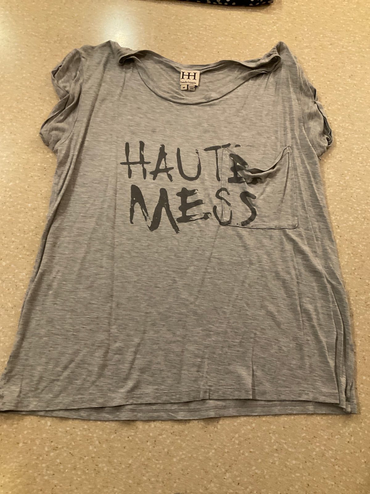 HAUTE HIPPIE TEE GRAY HAUTE MESS - size Women - M (8/10)