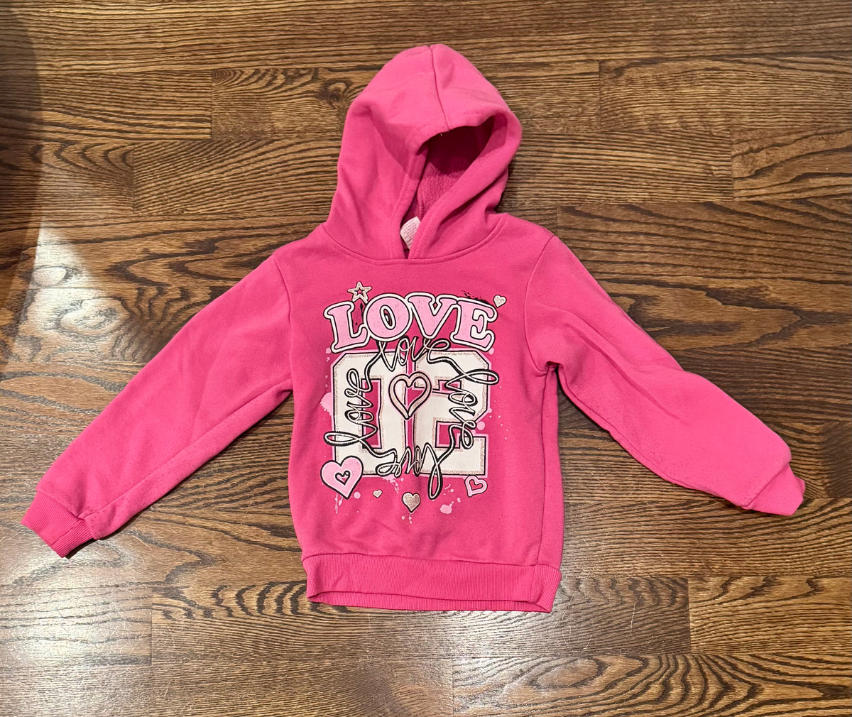 5/6 pink hooked LOVE sweatshirt - size Youth - 5 (XS)