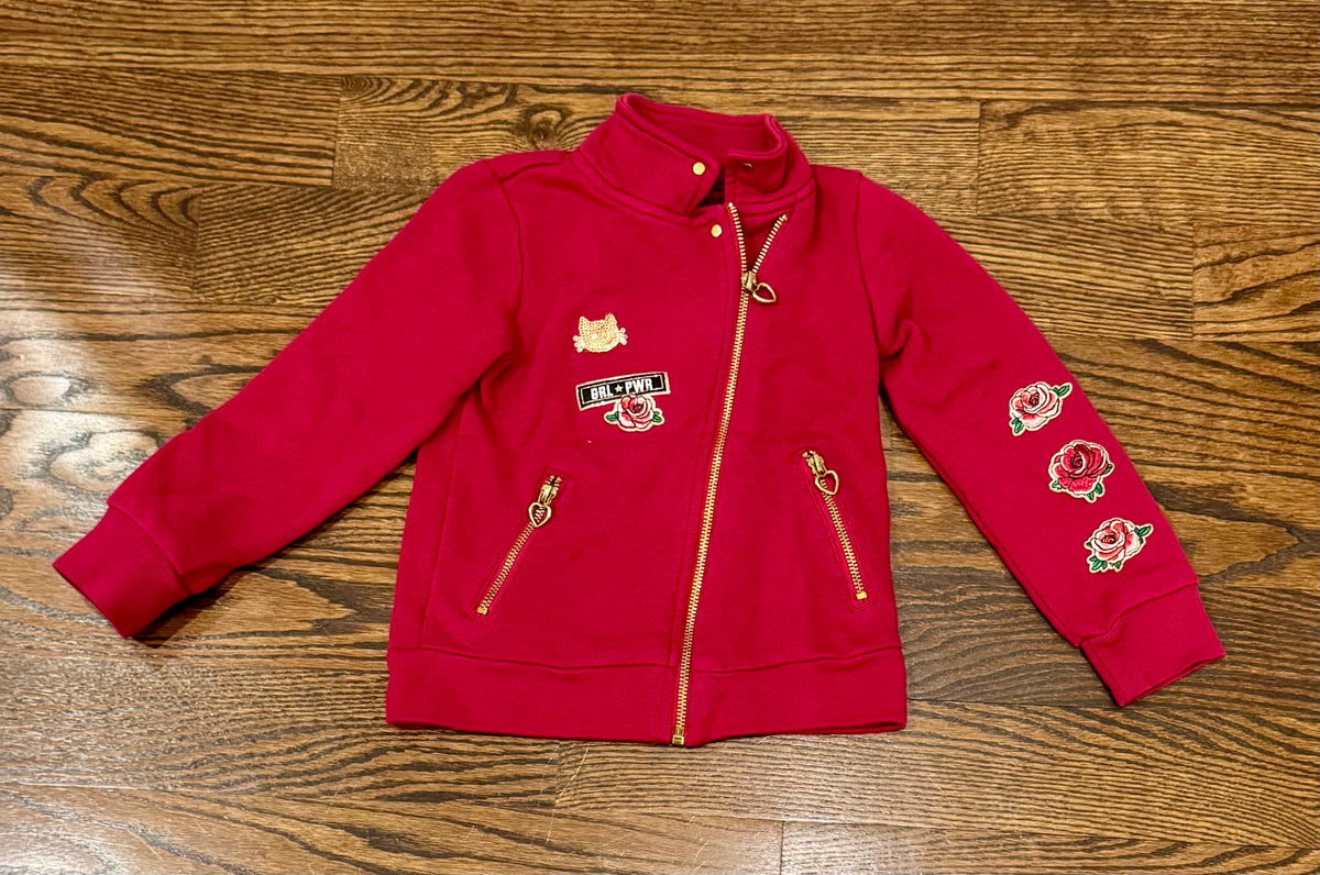 Size 5 red zip up sweater jacket - size Youth - 5 (XS)