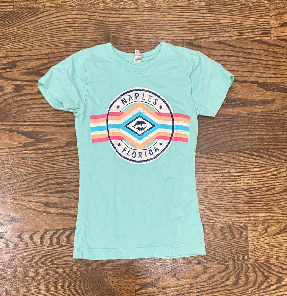 Turquoise tshirt SS Naples Florida - size Youth - 5 (XS)