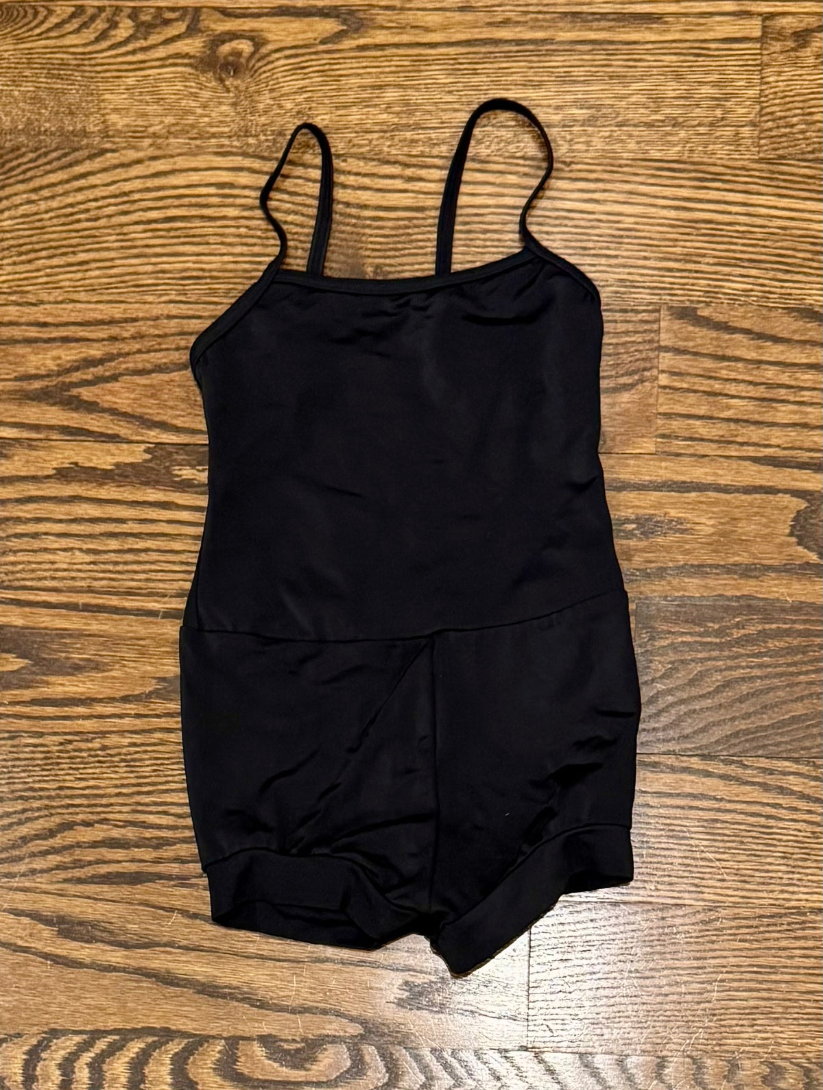 Black leotard with attached shorts - size Youth - 5 (XS)