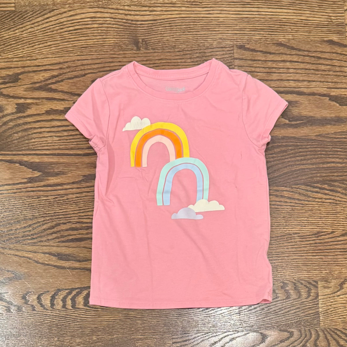 Cat&Jack XS 4/5 SS pink Rainbow tshirt - size Youth - 4 (XS)