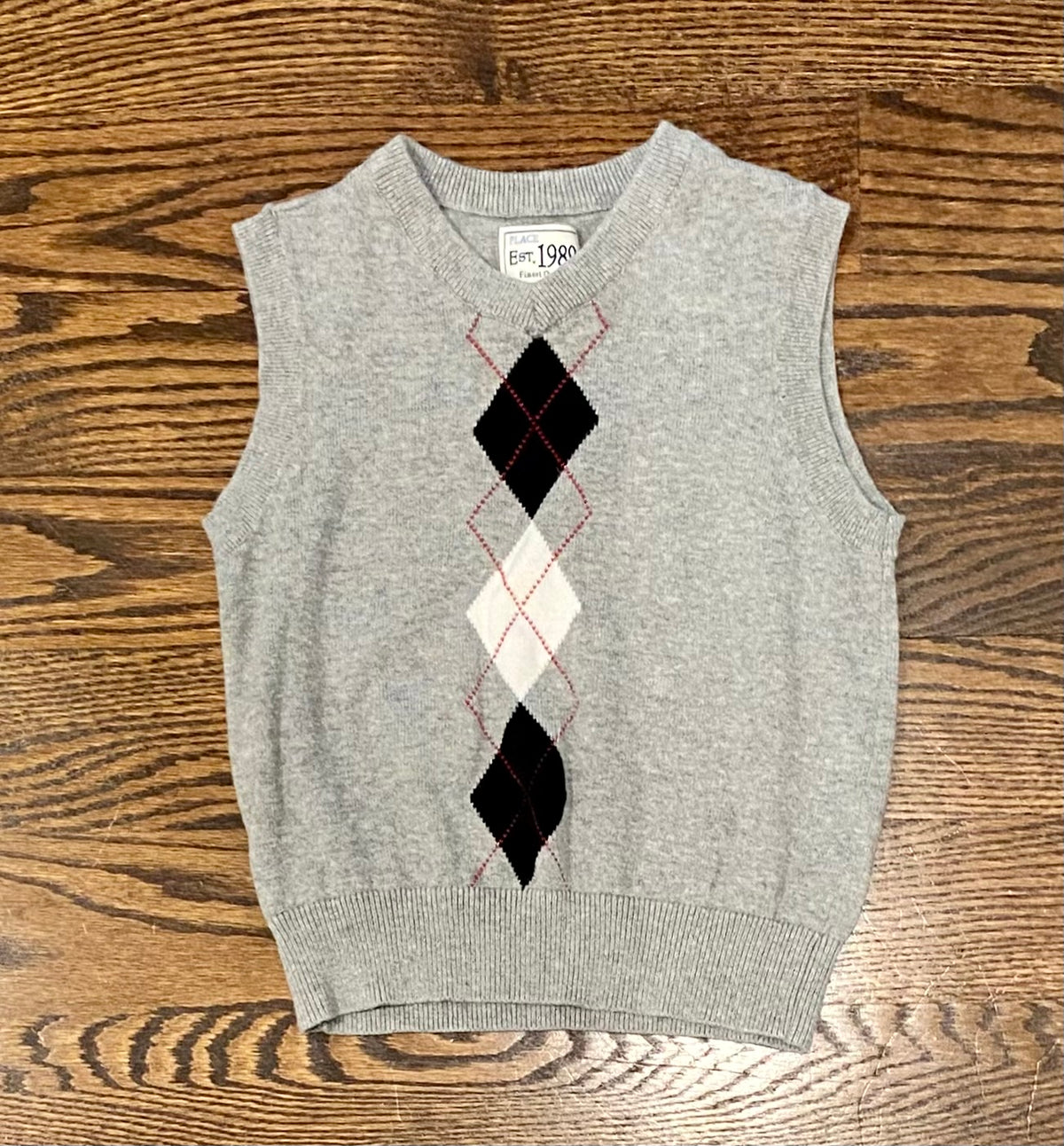 Children's Place 4T grey argyle vest - size Toddler - 4T