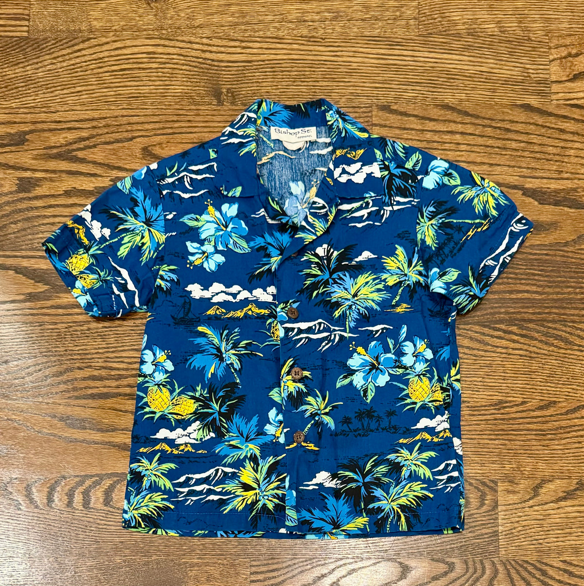 Size 5 SS blue hawaiian Button up - size Youth - 5 (XS)