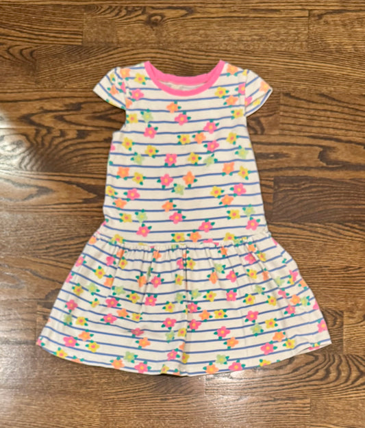 Jumping beans SS white Colorful flower dress - size Youth - 5 (XS)