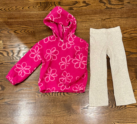 Carters size 5 pink Fleece & grey leggings - size Youth - 5 (XS)