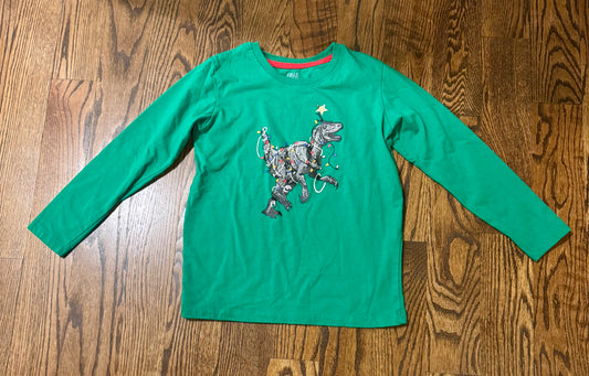 6/7 LS green dinosaur - size Youth - 6 (S)