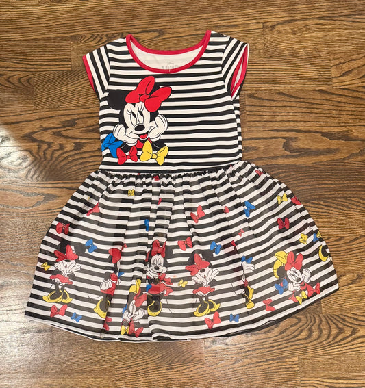 Disney Minnie Mouse 7/8 Black stripe dress - size Youth - 7 (S)
