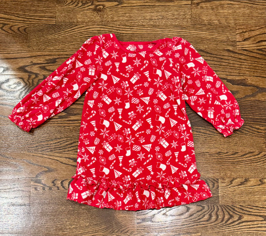 5T fleece LS red holiday Nightgown - size Toddler - 5T