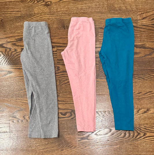 Falls Creek leggings x3 Grey, pink, turquoise - size Youth - 6 (S)