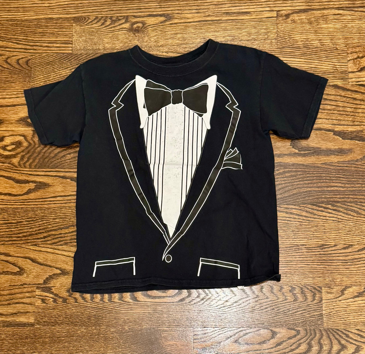 SS black tuxedo shirt - size Youth - 7 (S)