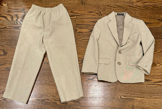 Size 5 tan suit with blue stain on arm - size Youth - 5 (XS)