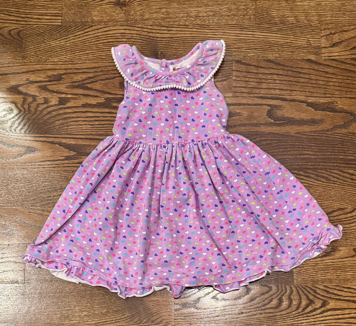 Purple dress with hearts - size Youth - 6 (S)