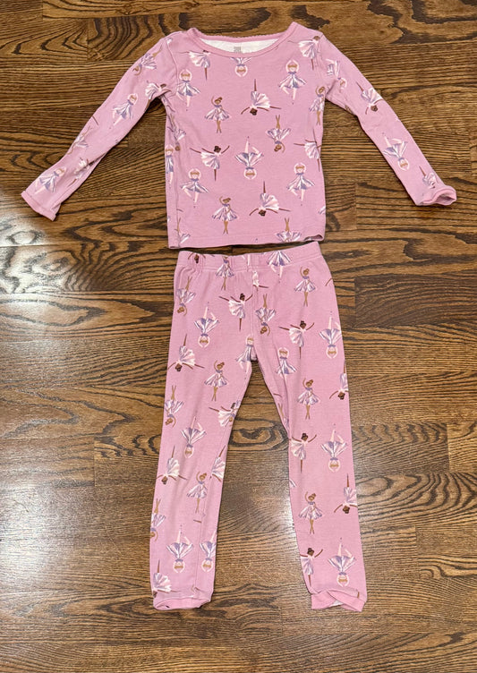 Purple ballerina pajamas LS top and pants - size Youth - 6 (S)