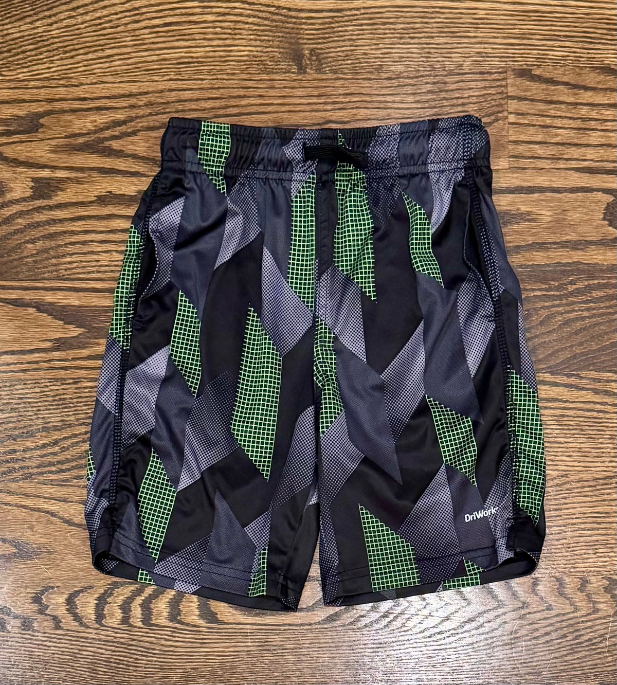 Black, grey, green short - size Youth - 8 (M)
