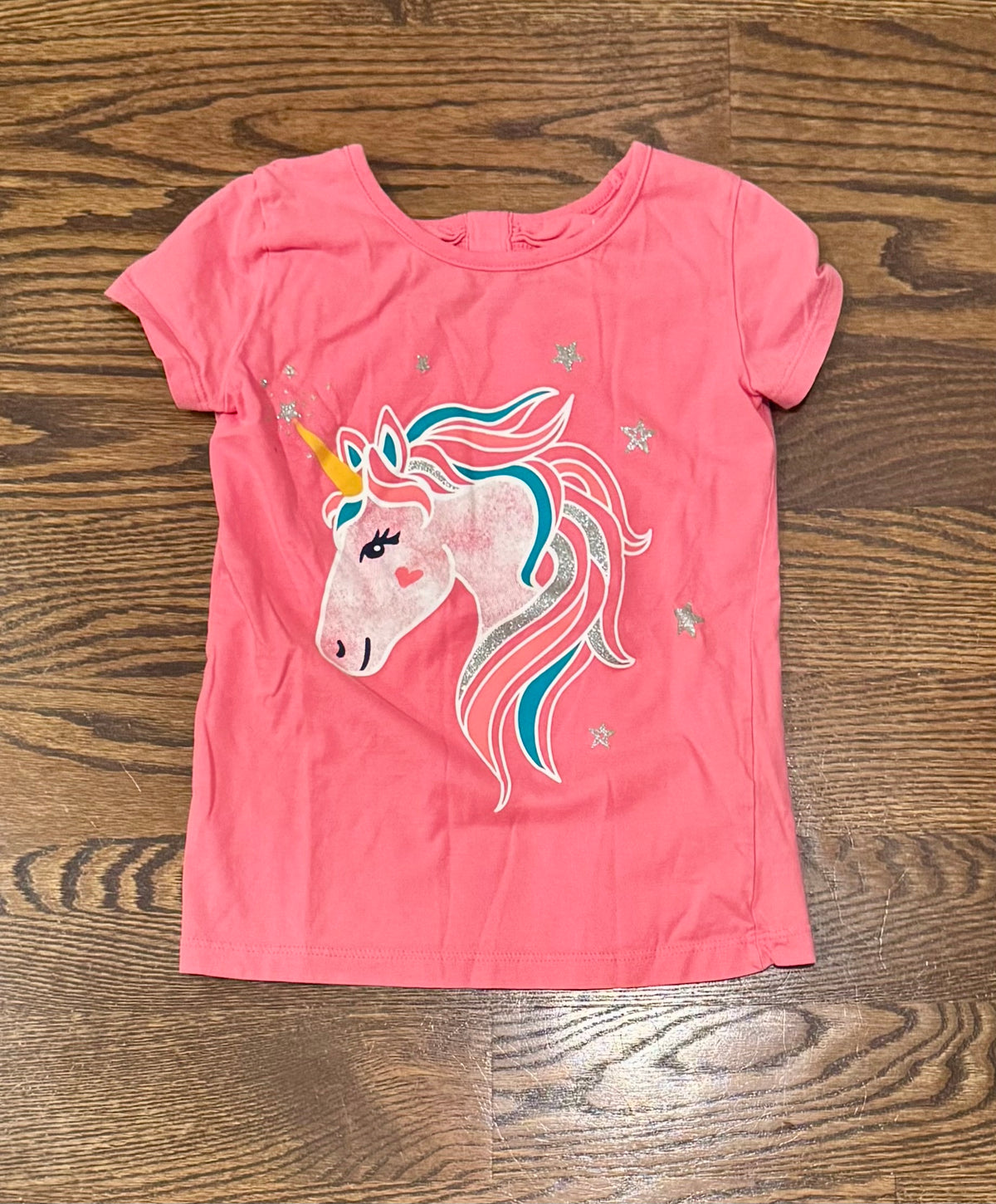 Carters coral unicorn Tshirt - size Youth - 6 (S)