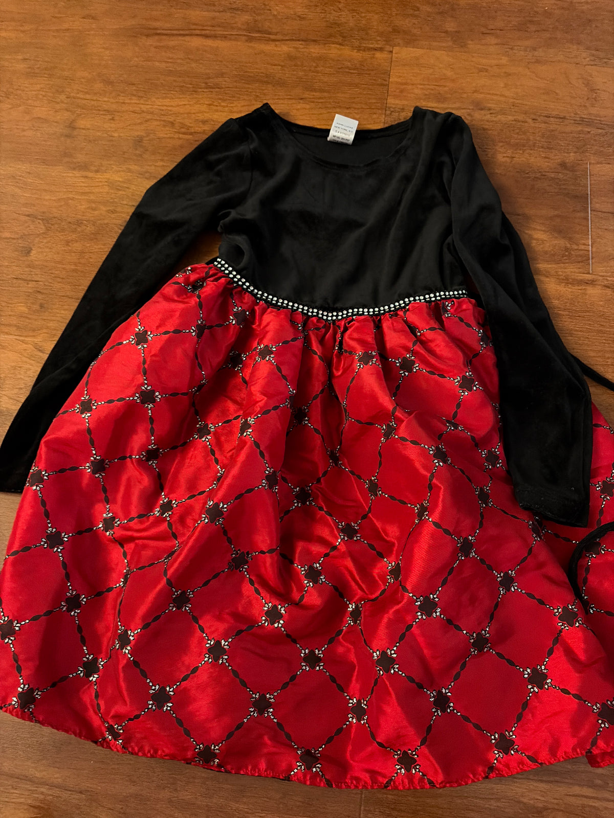 Dollie & Me black velvet Red skirt fancy dress - size Youth - 8 (M)