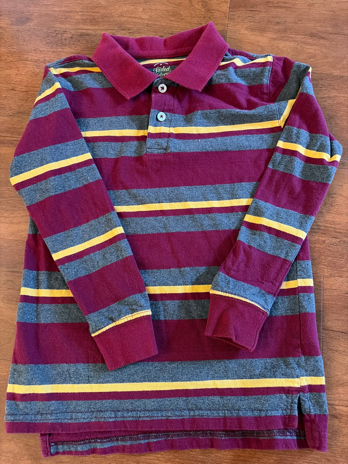 Faded Glory cranberry striped polo M(8) - size Youth - 8 (M)