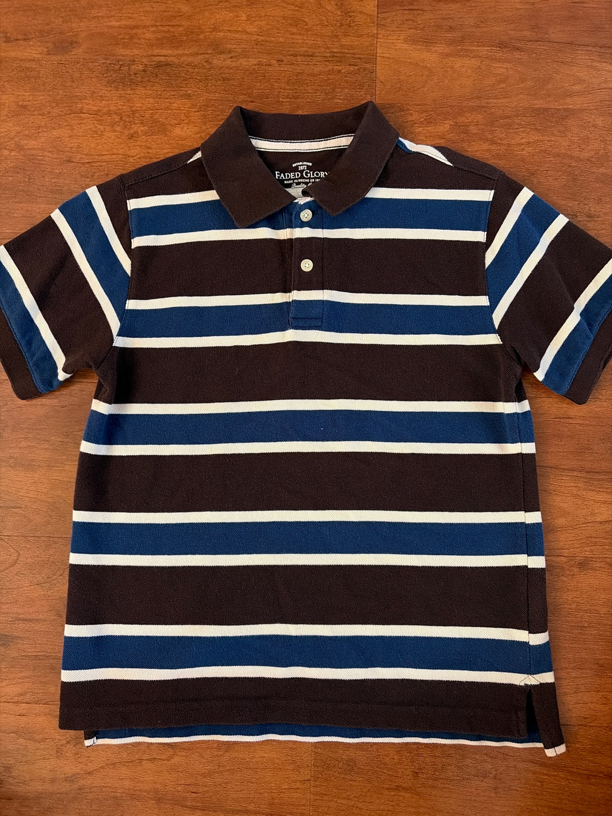 Faded Glory brown & blue polo M (8) - size Youth - 8 (M)