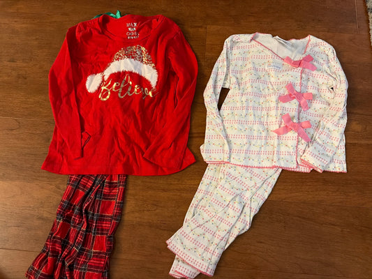 Betty baby and red Santa PJ sets - size Youth - 6 (S)