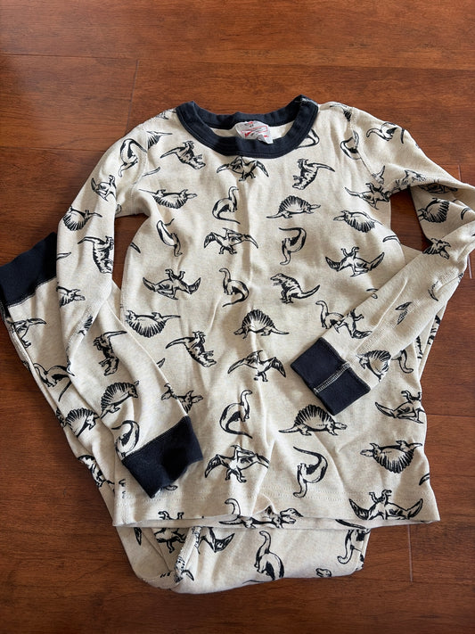 Hanna Andersson Sz 130 Beige Dino long johns - size Youth - 8 (M)