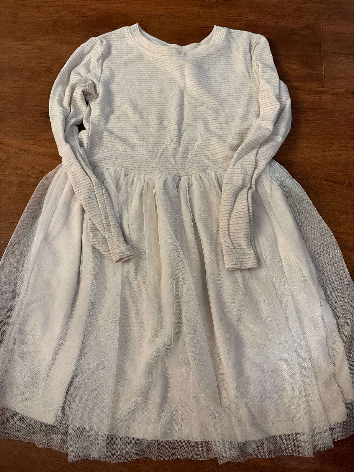 Cat & Jack cream & gold tulle dress Sz 7/8 - size Youth - 7 (S)