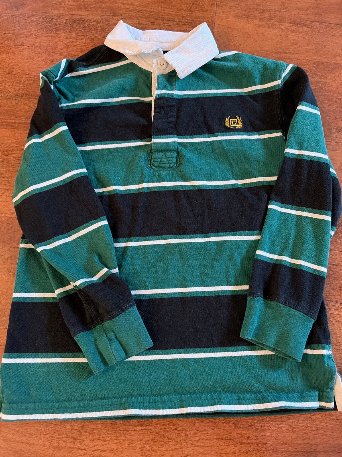 Chaps black & green striped polo S (8) - size Youth - 8 (M)