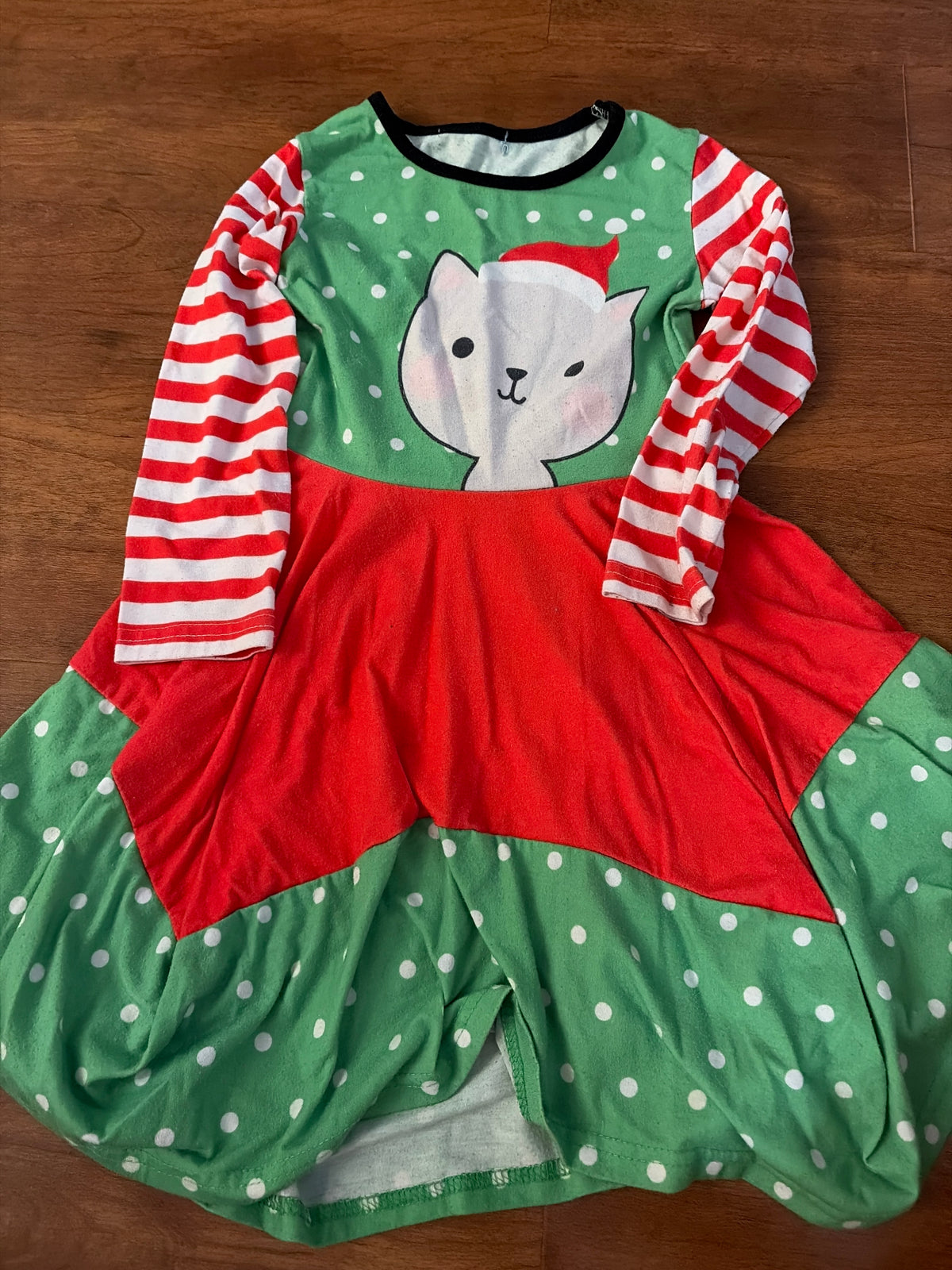 Kitty Santa hat dress - size Youth - 6 (S)