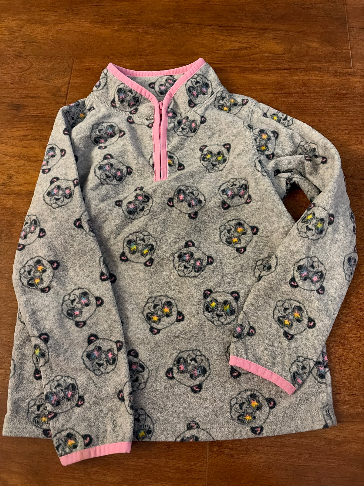 Oshkosh grey panda 1/4 zip fleece - size Youth - 6 (S)