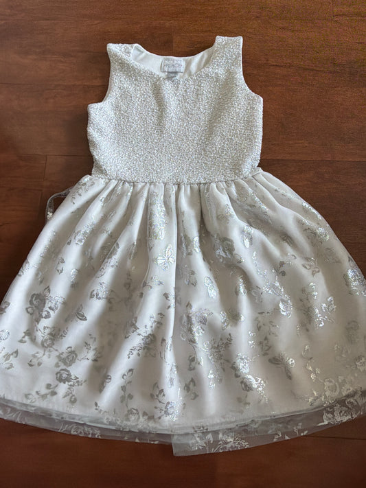 Children's place Sz 7/8 Silver butterfly dress - size Youth - 7 (S)