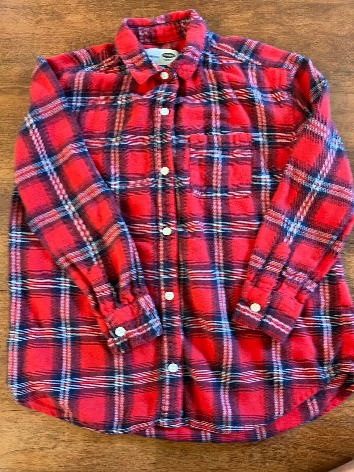 Old Navy Red plaid shirt Sz m(8) - size Youth - 8 (M)