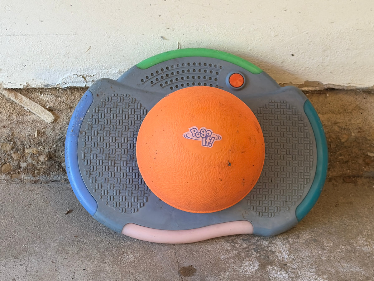Kids Pogo It! Balance toy. Stored outside