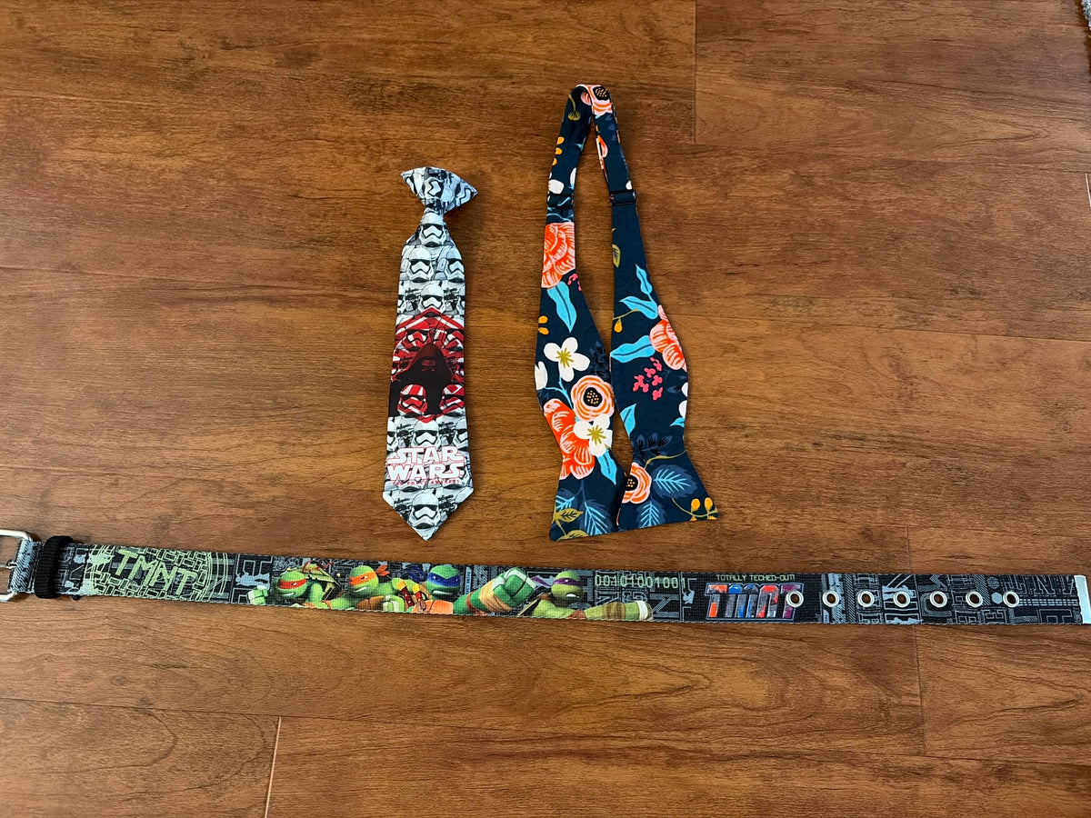 Star Wars clip on tie, Bow tie, TMNT belt 28