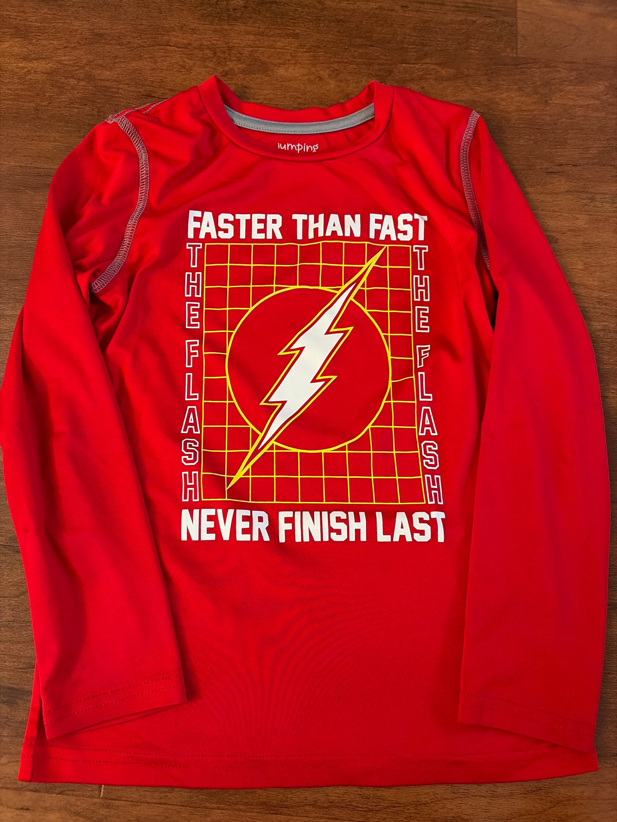 Jumping Beans red The Flash long sleeve - size Youth - 8 (M)