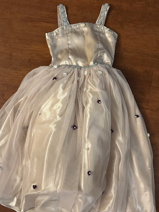 Gold dress with gems & flowers - size Youth - 7 (S)