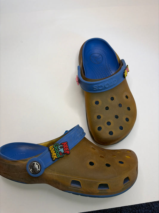Crocs blue and yellow clear sandals Sz 2 - size Shoes - Kids 2