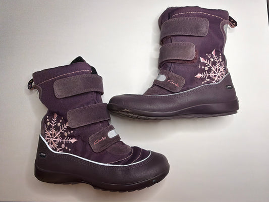 Clark's purple snowboots Velcro closure - size Shoes - Kids 1 1/2